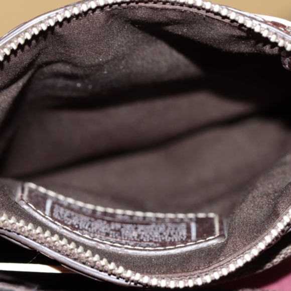 Coach E06-10266 brown sling bag w/ suede, snake skin and patent accents on front - Picture 15 of 15